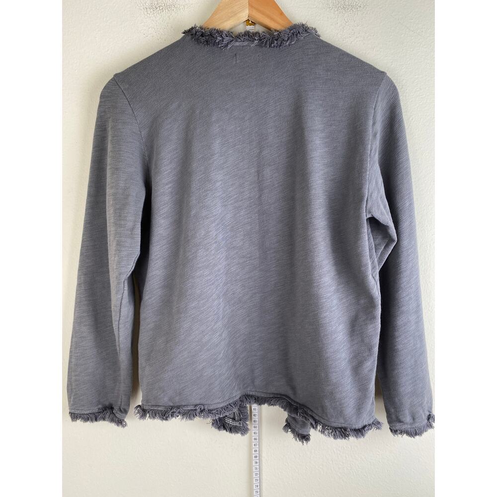 Spartina 449 Clara Convertible Cardigan Fringe Cotton Gray L - Picture 12 of 16